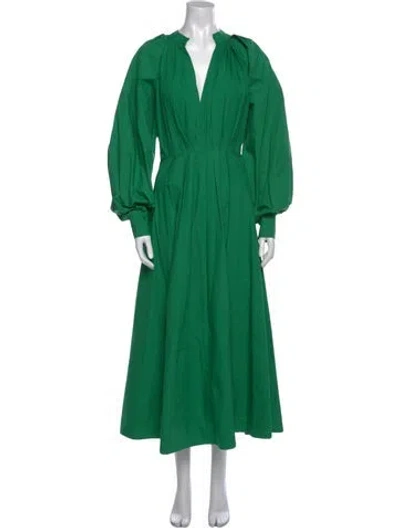 Pre-owned Co V-neck Long Dress In Green