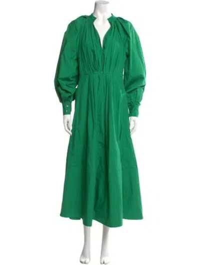 Pre-owned Co V-neck Long Dress In Green