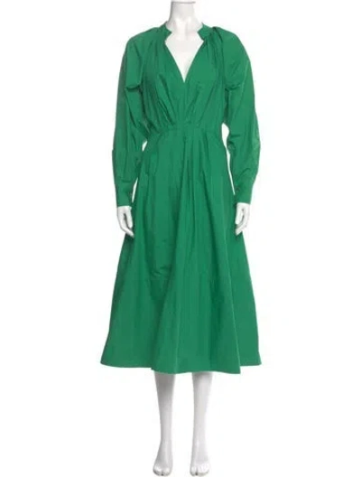 Pre-owned Co V-neck Long Dress In Green