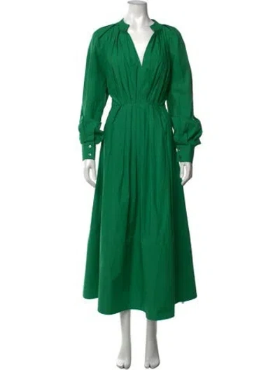 Pre-owned Co V-neck Long Dress In Green