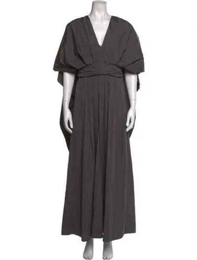 Pre-owned Co V-neck Long Dress In Grey