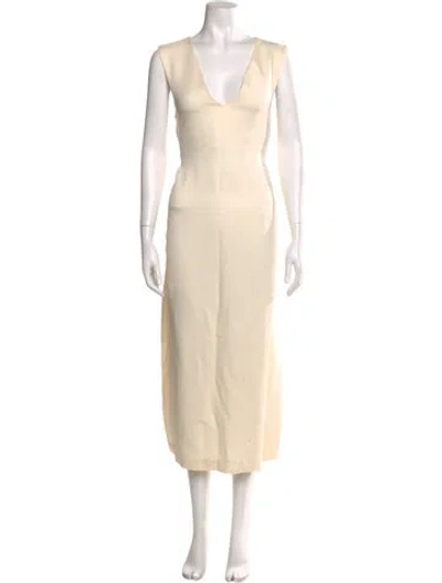 Pre-owned Co V-neck Long Dress In Neutral