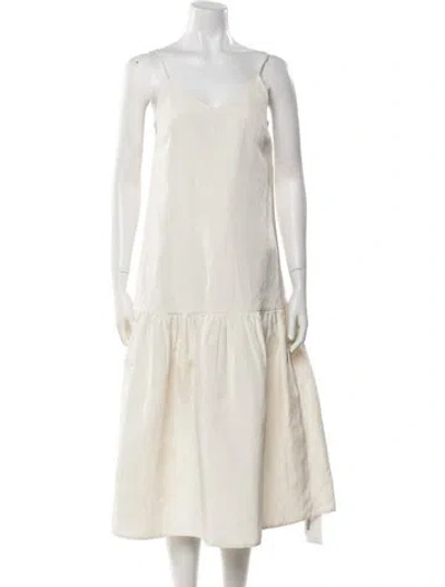 Pre-owned Co V-neck Long Dress In Neutral
