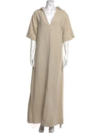 Pre-owned Co V-neck Long Dress In Neutrals