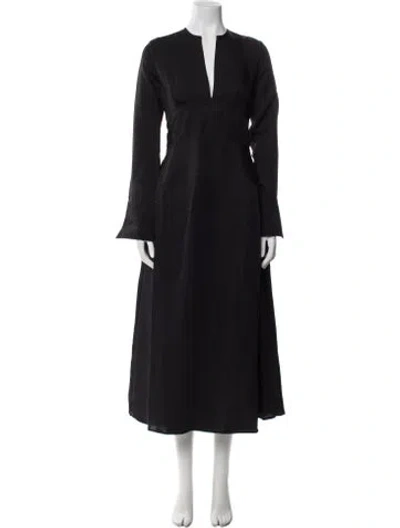 Pre-owned Co V-neck Long Dress W/ Tags In Black