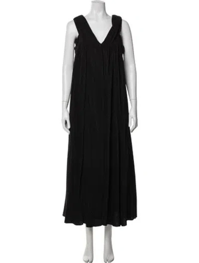Pre-owned Co V-neck Long Dress W/ Tags In Black