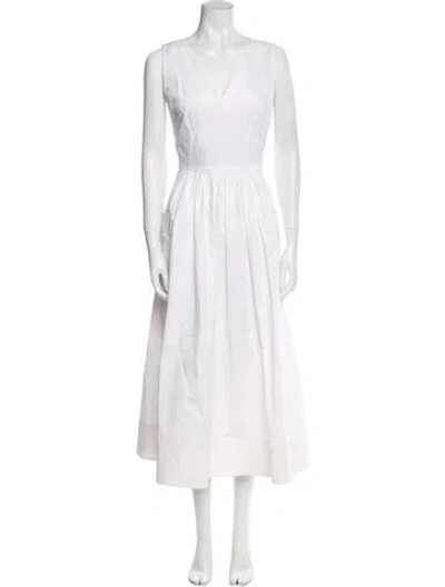 Pre-owned Co V-neck Long Dress In White