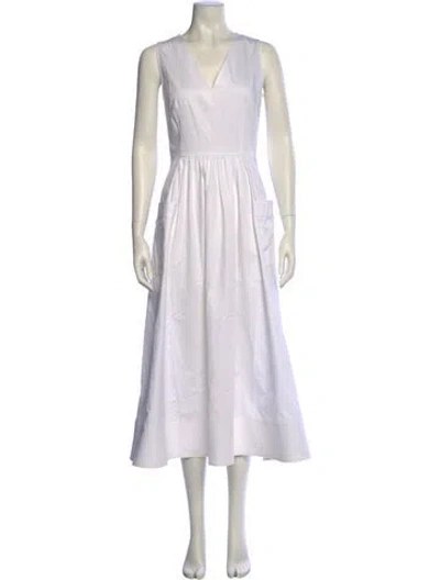 Pre-owned Co V-neck Long Dress In White