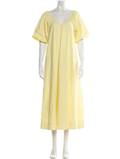 Pre-owned Co V-neck Long Dress In Yellow