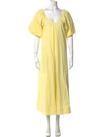 Pre-owned Co V-neck Long Dress In Yellow
