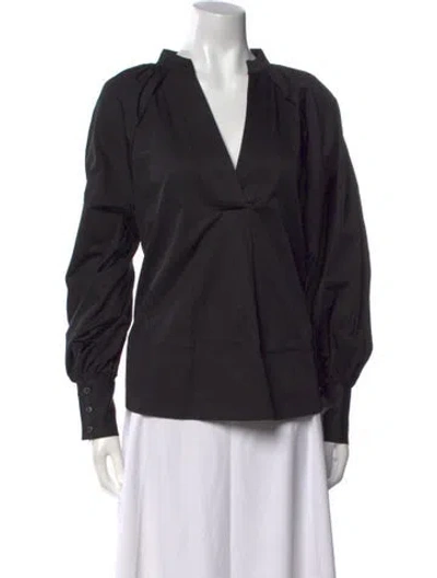 Pre-owned Co V-neck Long Sleeve Blouse In Black