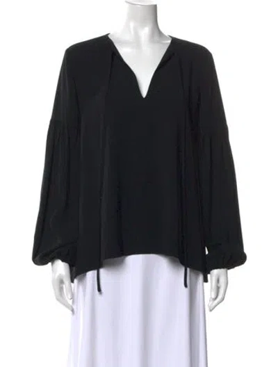 Pre-owned Co V-neck Long Sleeve Blouse In Black