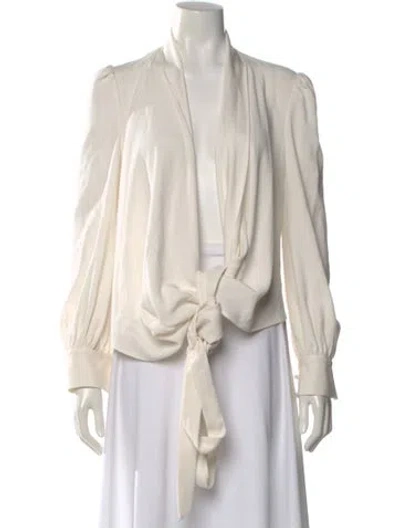 Pre-owned Co V-neck Long Sleeve Blouse In Neutral