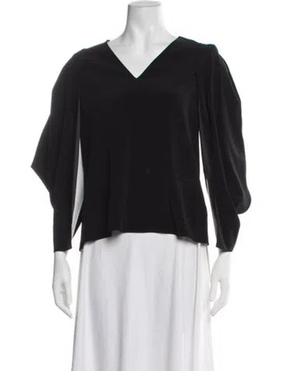 Pre-owned Co V-neck Long Sleeve Top In Black