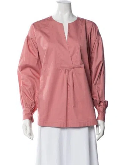 Pre-owned Co V-neck Long Sleeve Top In Pink