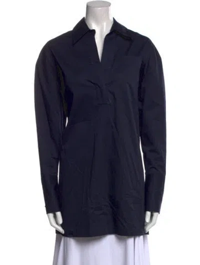 Pre-owned Co V-neck Long Sleeve Tunic In Blue