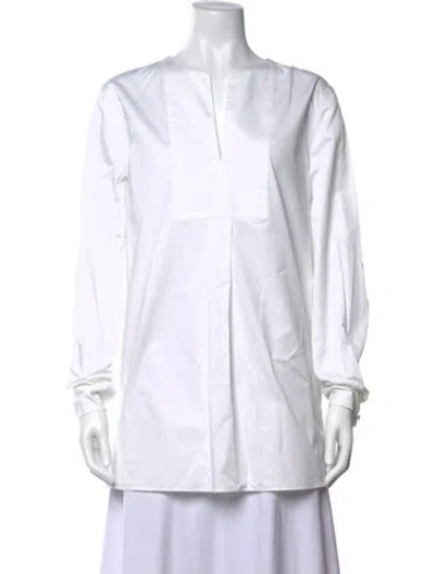 Pre-owned Co V-neck Long Sleeve Tunic In White