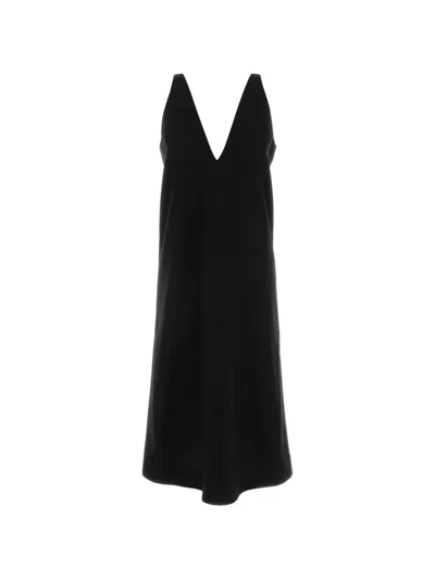Co V-neck Midi Dress In Black