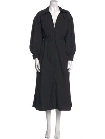 Pre-owned Co V-neck Midi Length Dress In Black