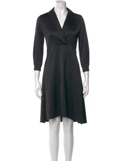 Pre-owned Co V-neck Midi Length Dress In Black