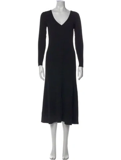 Pre-owned Co V-neck Midi Length Dress In Black