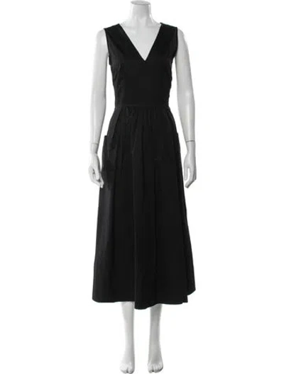 Pre-owned Co V-neck Midi Length Dress In Black