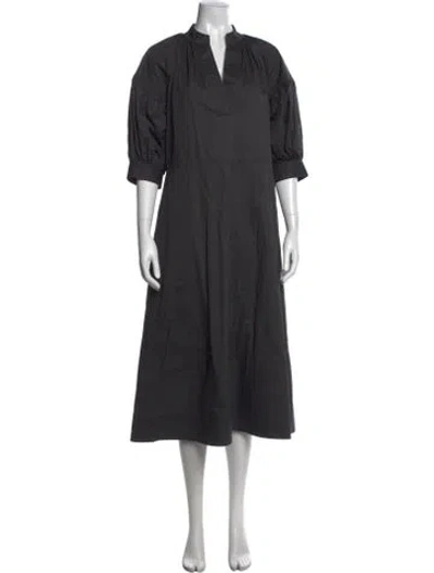 Pre-owned Co V-neck Midi Length Dress In Black