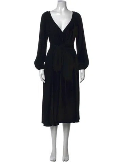 Pre-owned Co V-neck Midi Length Dress In Black