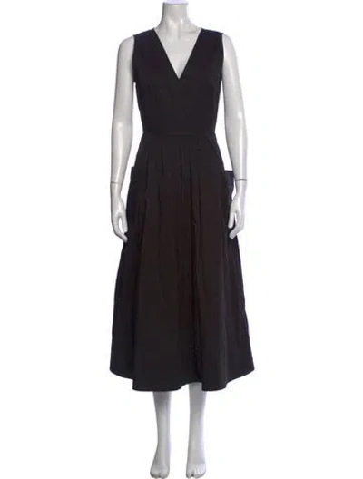Pre-owned Co V-neck Midi Length Dress In Black