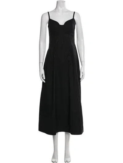 Pre-owned Co V-neck Midi Length Dress In Black