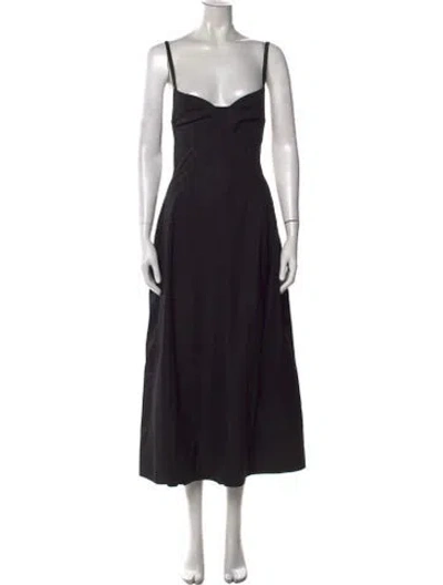 Pre-owned Co V-neck Midi Length Dress In Black