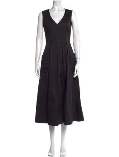 Pre-owned Co V-neck Midi Length Dress In Black