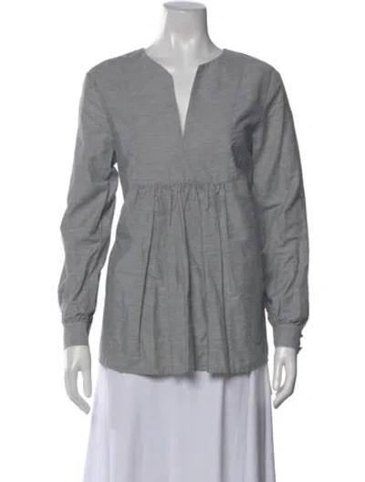 Pre-owned Co V-neck Midi Length Dress In Blue