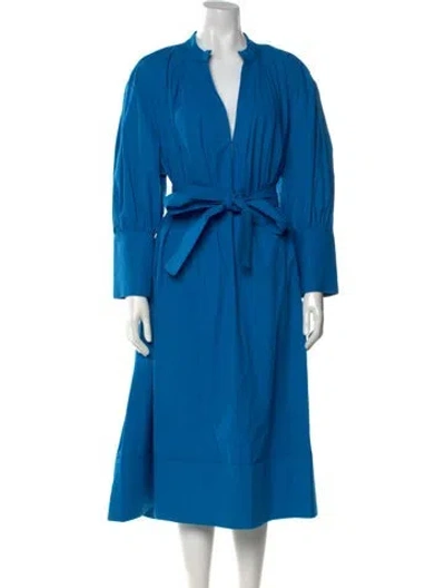 Pre-owned Co V-neck Midi Length Dress In Blue