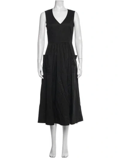 Pre-owned Co V-neck Midi Length Dress In Blue