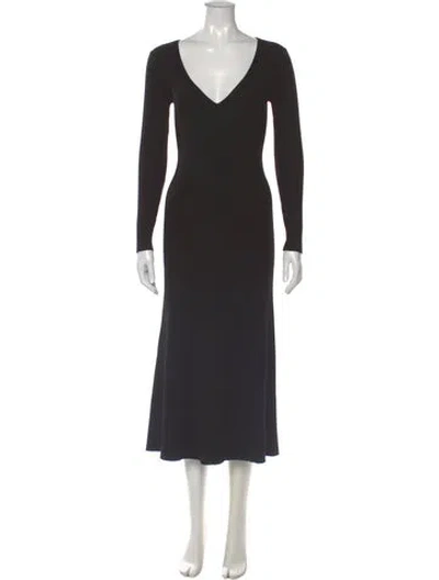 Pre-owned Co V-neck Midi Length Dress W/ Tags In Gray