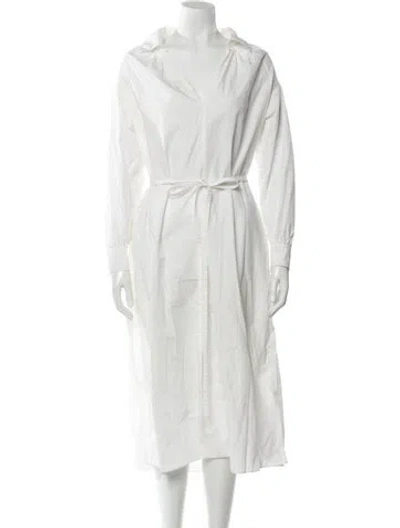 Pre-owned Co V-neck Midi Length Dress In White