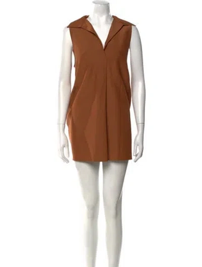 Pre-owned Co V-neck Mini Dress In Brown