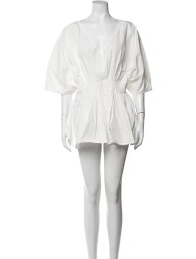 Pre-owned Co V-neck Mini Dress In White