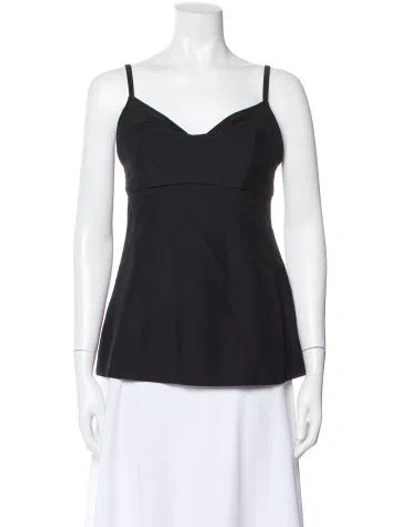 Pre-owned Co V-neck Sleeveless Top In Black