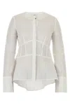 Co Poplin Shirt With Long Sleeves And Peplum Hem In Neutral