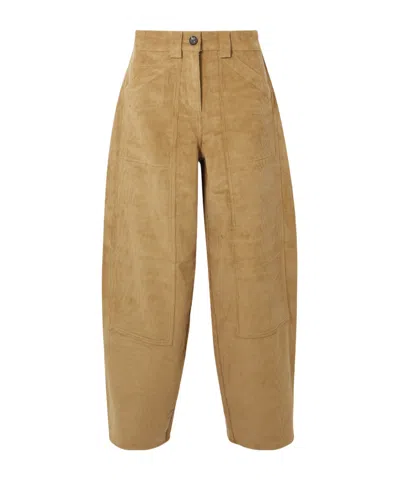 Co Tton-rduroy Barrel-leg Pants In Brown