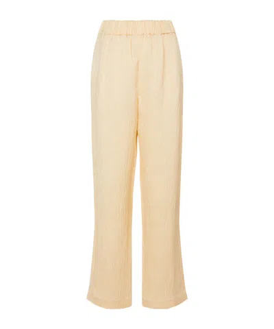 Co Wide-leg Linen-blend Pants In Neutral
