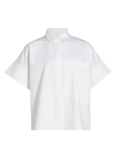 Co Women's Boxy Tton Poplin Button-front Shirt In White
