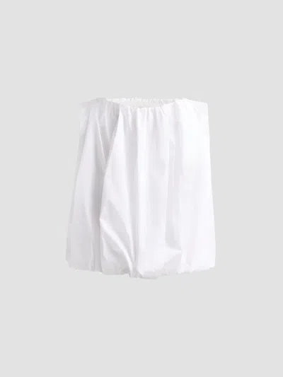 Co Women's Bubble Tton Poplin Top In White