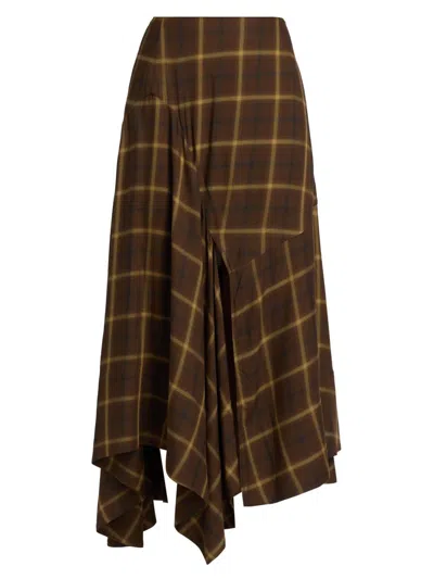 Co Women's Check Plaid Bias Maxi Skirt In Brown