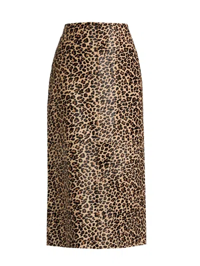 Co Women's Cheetah W Hair Slip Midi-skirt In Brown