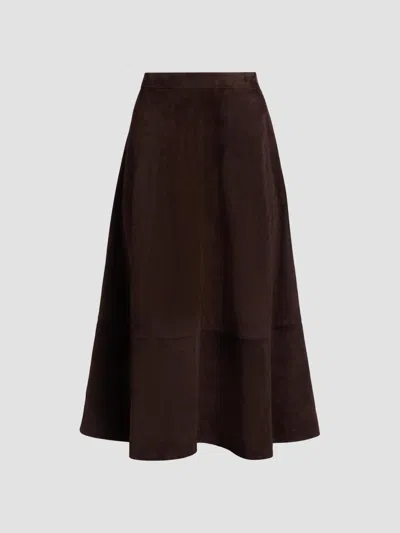 Co Women's Circle-cut Suede Midi Skirt In Brown
