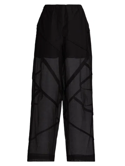 Co Women's Tton-silk Drawstring Parachute Pants In Black