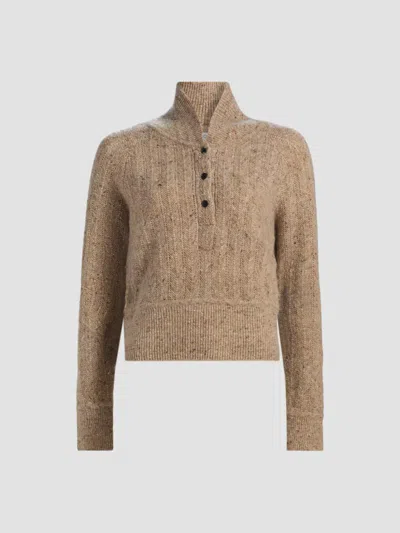 Co Women's Cropped Henley Sweater In Antelope